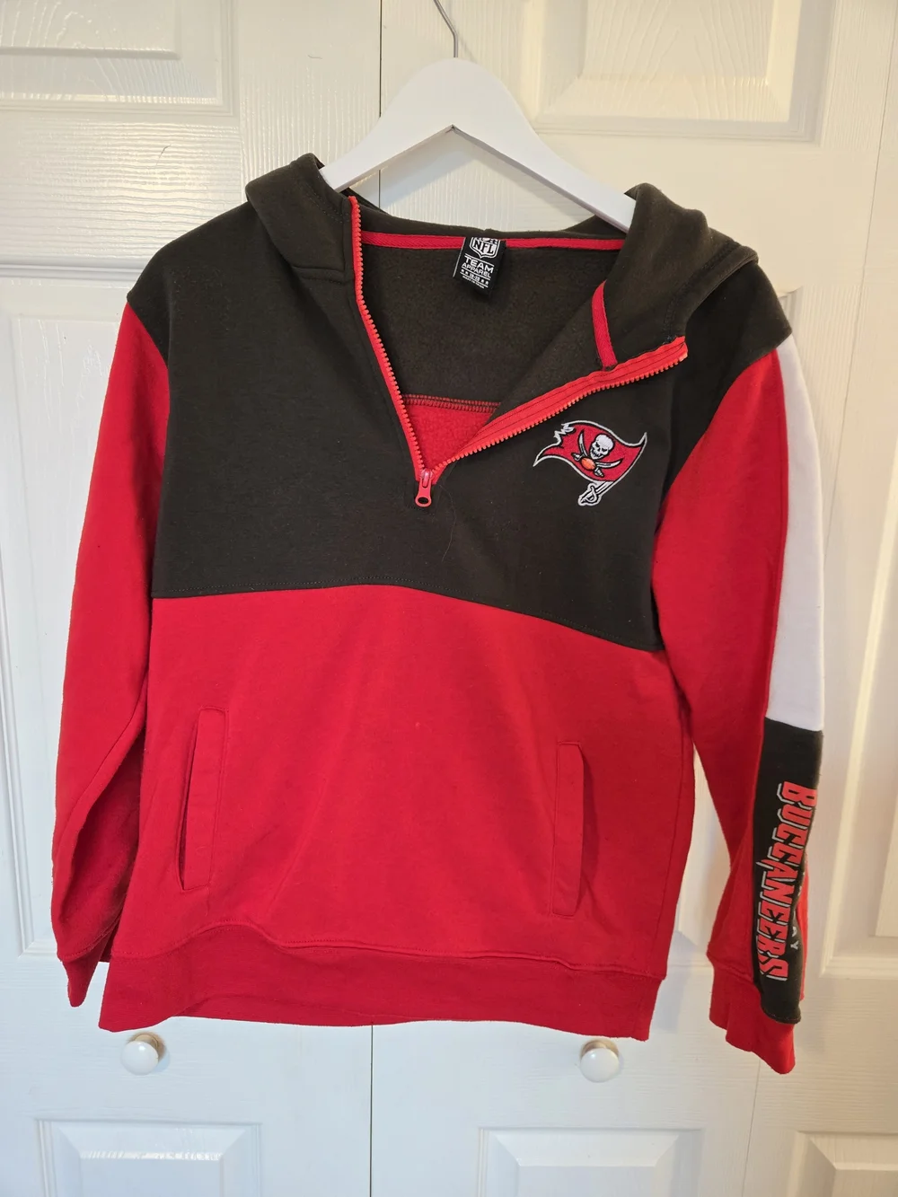 NFL Tampa Bay Buccaneers Red & Black Quarter-Zip Hoodie Sweatshirt